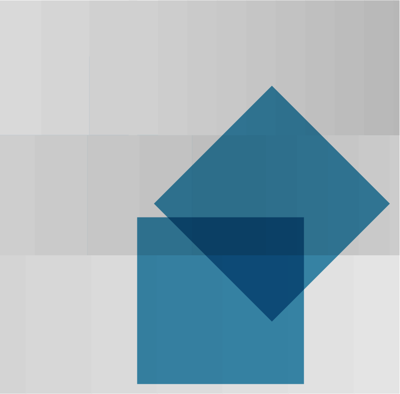 Two blue interlocking squares on a gray gradient background.